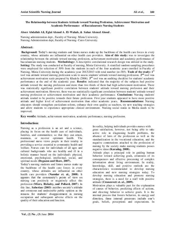 (PDF) The Relationship between Students Attitude toward Nursing ...