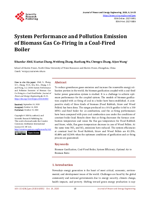 (PDF) System Performance and Pollution Emission of Biomass Gas Co ...