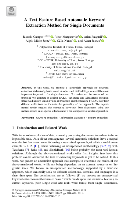 (PDF) A Text Feature Based Automatic Keyword Extraction Method for ...