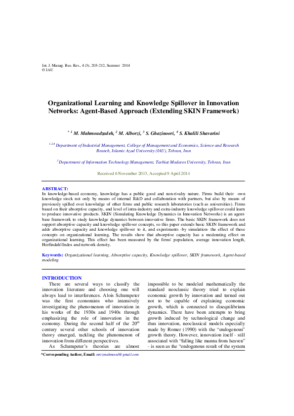 (PDF) Organizational Learning and Knowledge Spillover in Innovation ...