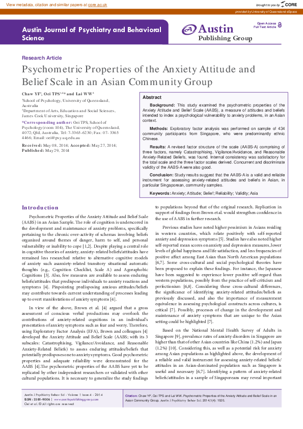 (PDF) Psychometric Properties of the Anxiety Attitude and Belief Scale ...