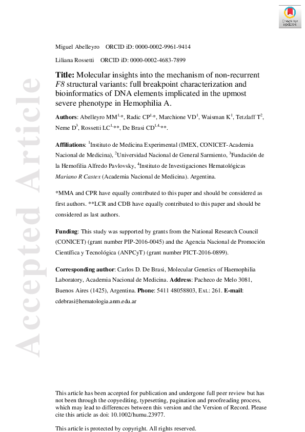 (PDF) Molecular insights into the mechanism of nonrecurrent F8 ...