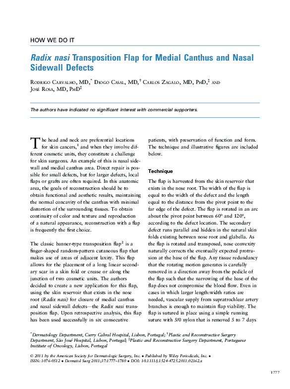 (PDF) Radix nasi Transposition Flap for Medial Canthus and Nasal