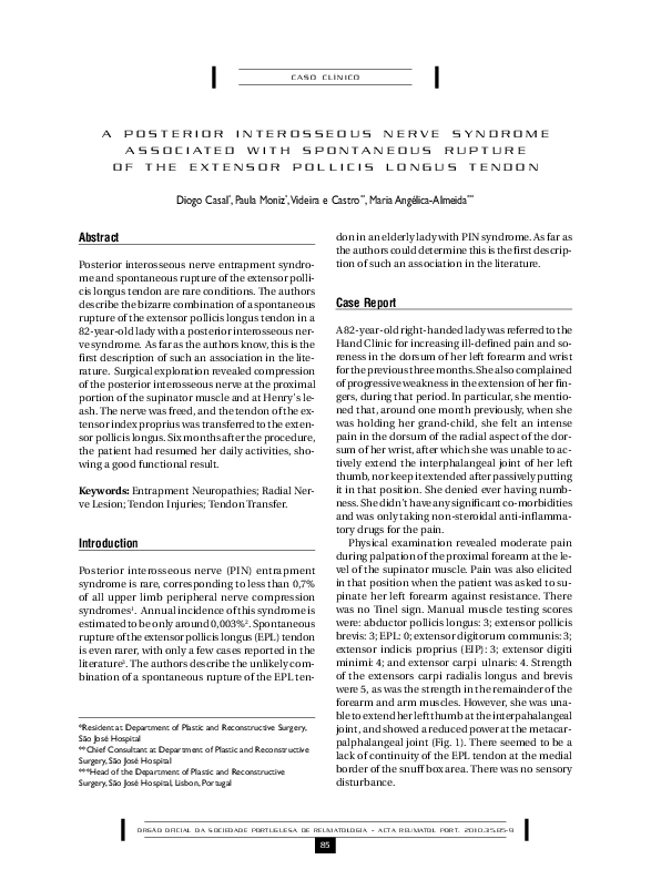 (PDF) A posterior interosseous nerve syndrome associated with ...