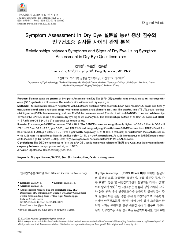 (PDF) Relationships between Symptoms and Signs of Dry Eye Using Symptom ...