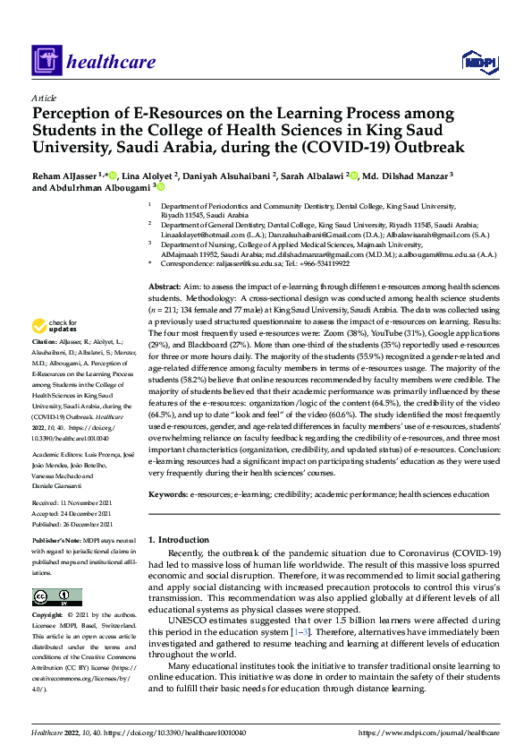 (PDF) Perception of E-Resources on the Learning Process among Students ...