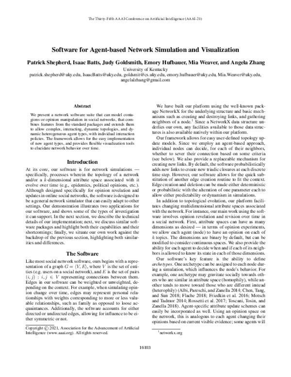 (PDF) Software for Agent-based Network Simulation and Visualization