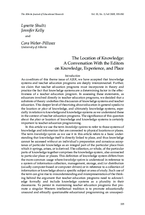 (PDF) The Location of Knowledge: A Conversation With the Editors on ...