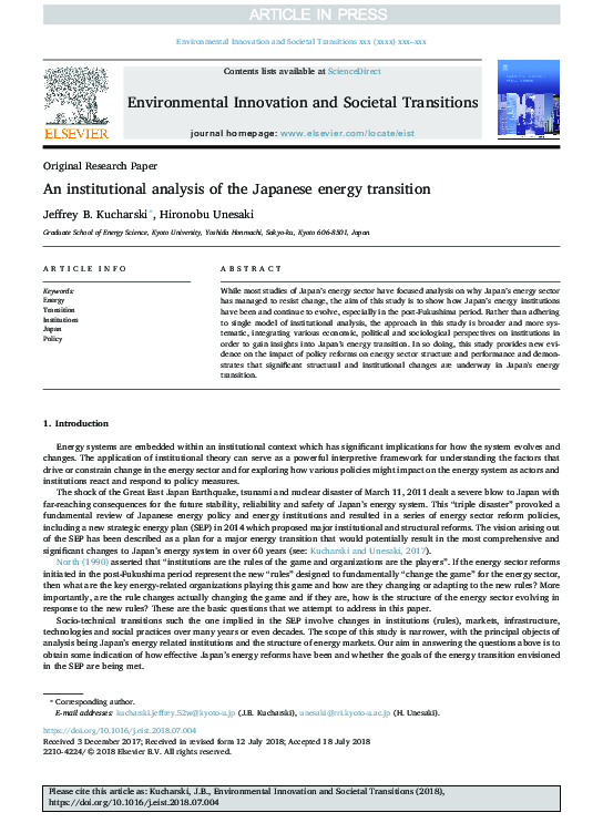 (PDF) An institutional analysis of the Japanese energy transition