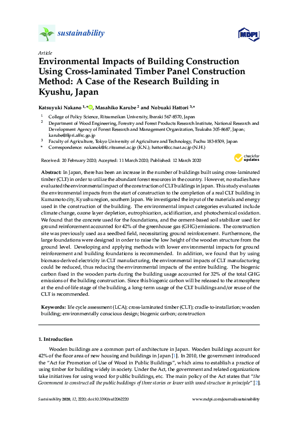(PDF) Environmental Impacts of Building Construction Using Cross ...