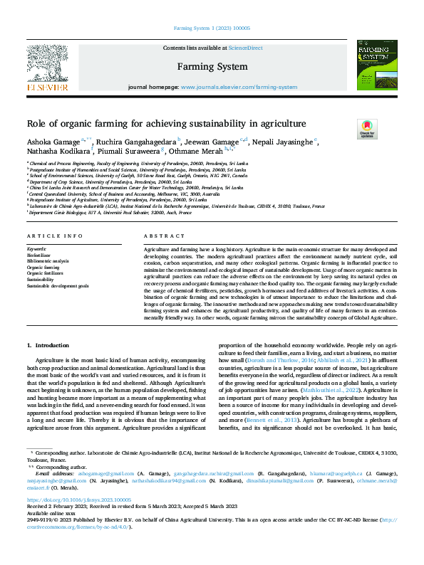 (PDF) Role of organic farming for achieving sustainability in agriculture