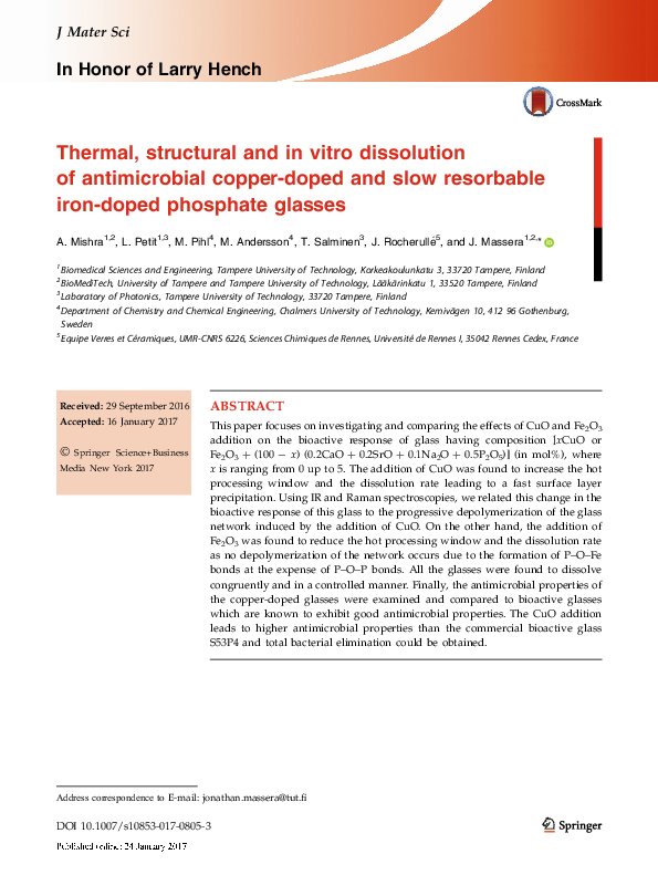(PDF) Thermal, structural and in vitro dissolution of antimicrobial ...