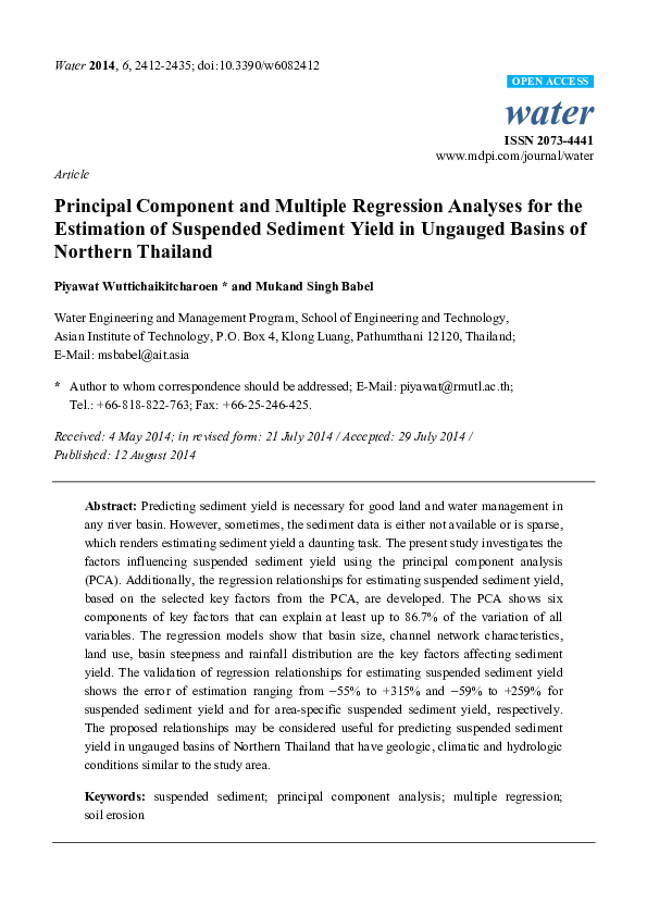(PDF) Principal component and multiple regression analysis in modelling ...