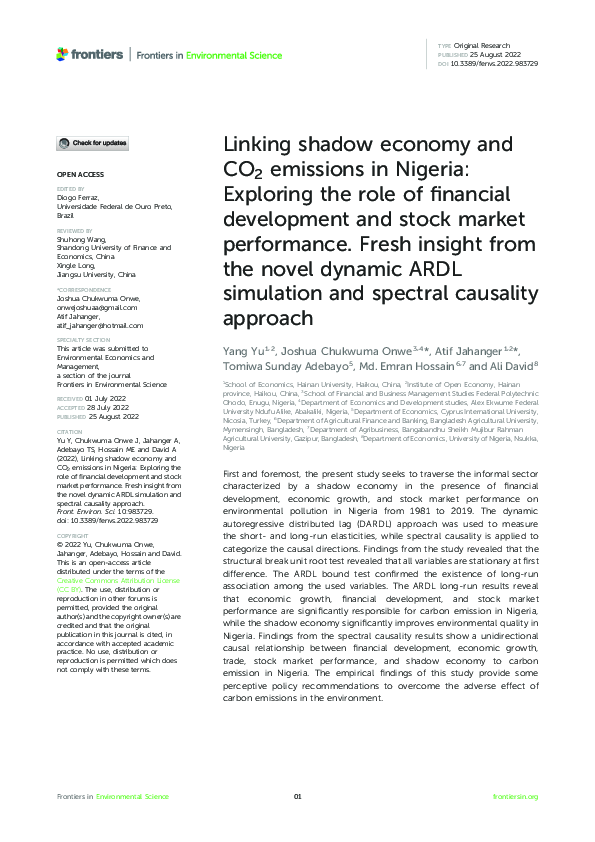 (PDF) Linking shadow economy and CO2 emissions in Nigeria: Exploring ...