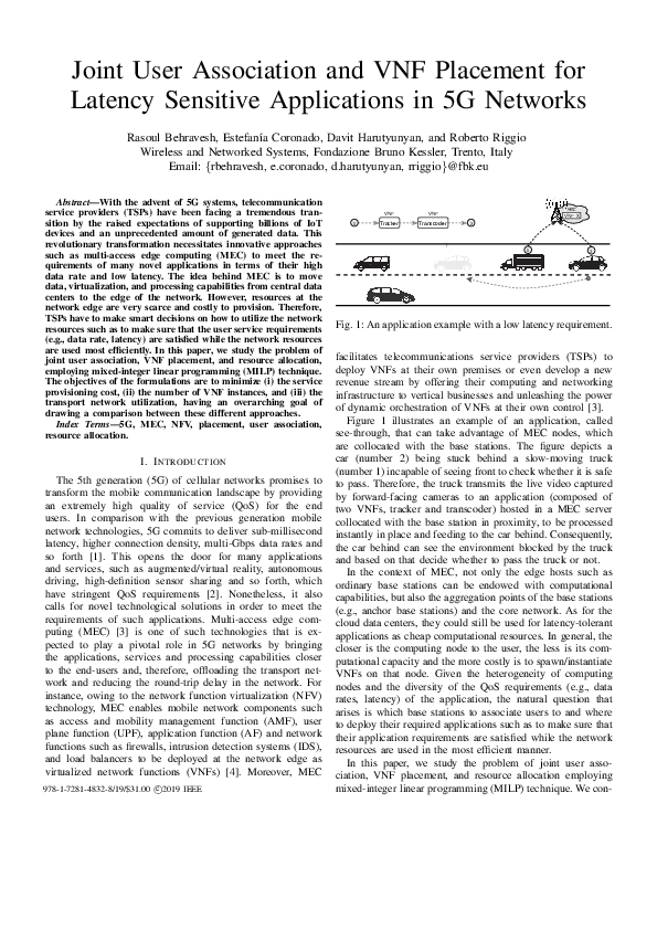 (PDF) Joint User Association and VNF Placement for Latency Sensitive ...