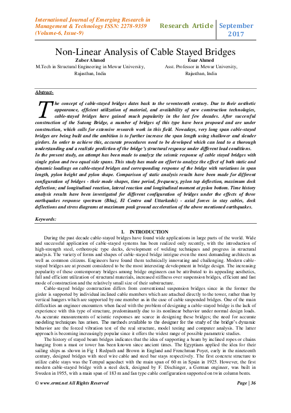 (PDF) Non-Linear Analysis of Cable Stayed Bridges