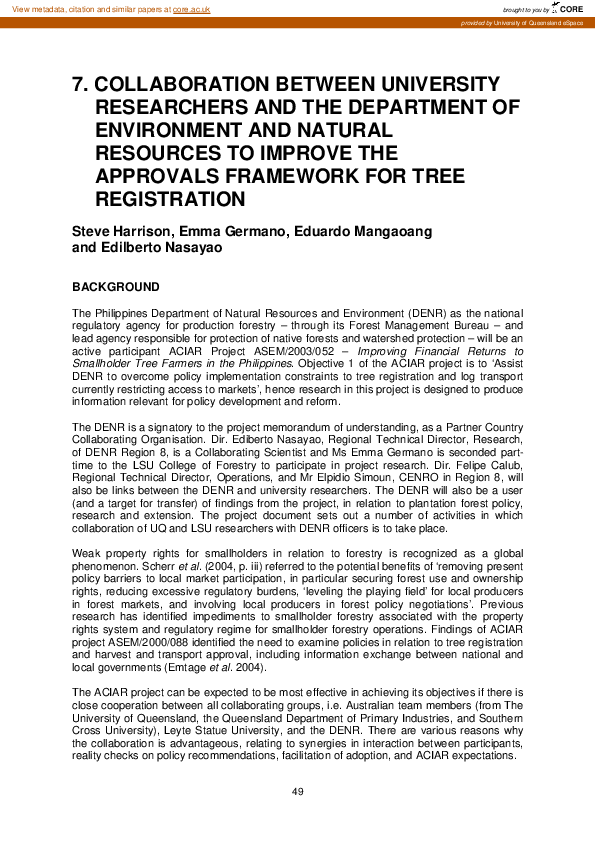 (PDF) Collaboration Between University Researchers and the Department ...
