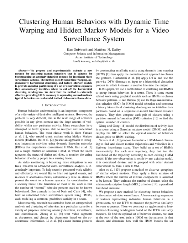 (PDF) Clustering Human Behaviors With Dynamic Time Warping and Hidden ...