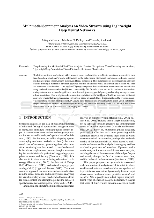 (PDF) Multimodal Sentiment Analysis on Video Streams using Lightweight ...