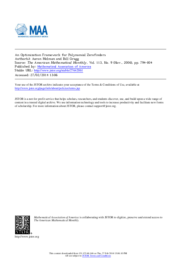 (PDF) An Optimization Framework for Polynomial An Optimization ...