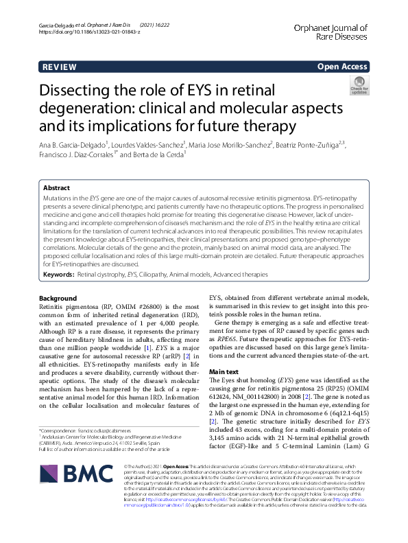 (PDF) Dissecting the role of EYS in retinal degeneration: clinical and ...