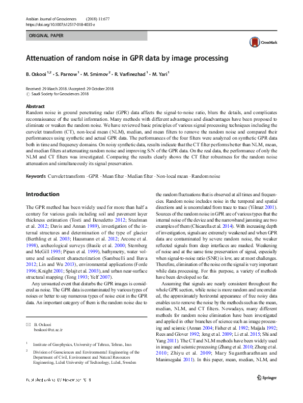 (PDF) Attenuation of random noise in GPR data by image processing