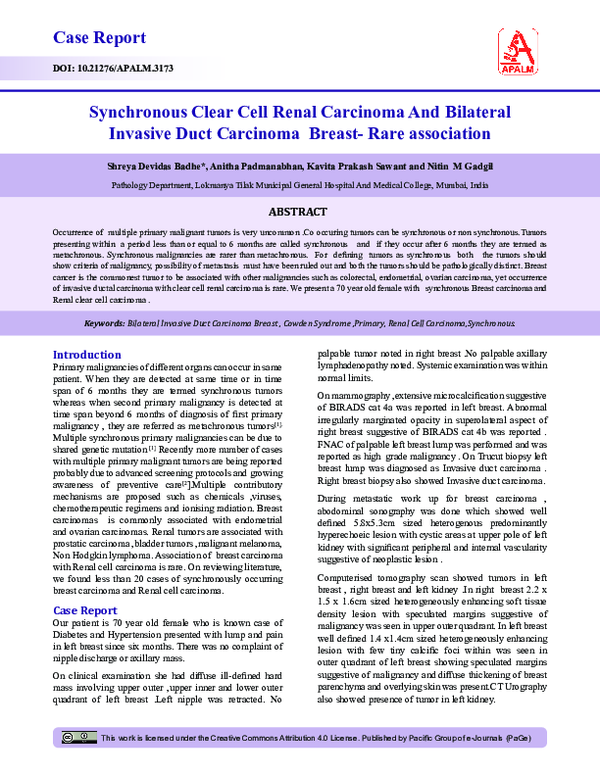 (PDF) Synchronous Clear Cell Renal Carcinoma And Bilateral Invasive ...