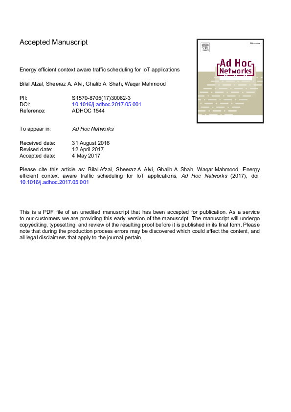 (PDF) Energy efficient context aware traffic scheduling for IoT ...