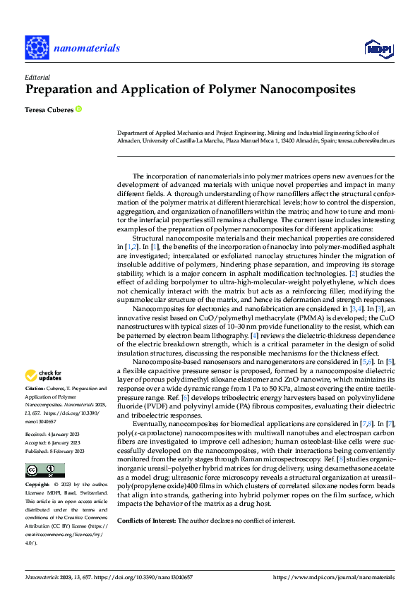 (PDF) Preparation and Application of Polymer Nanocomposites