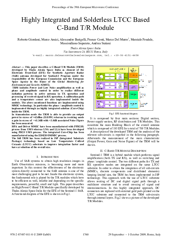 (PDF) Highly integrated and solderless LTCC based C-band T/R module