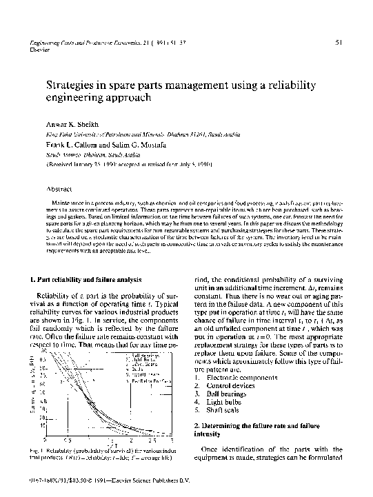 (PDF) Strategies in spare parts management using a reliability ...