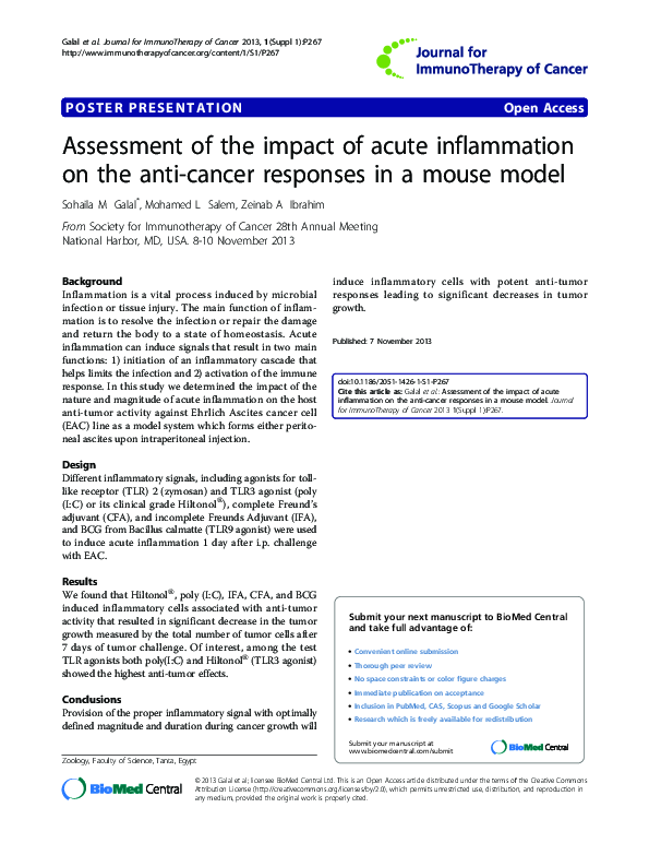 (PDF) Assessment of the impact of acute inflammation on the anti-cancer ...