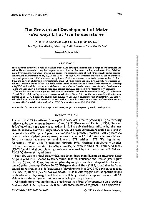 (PDF) The Growth and Development of Maize (Zea mays L.) at Five ...