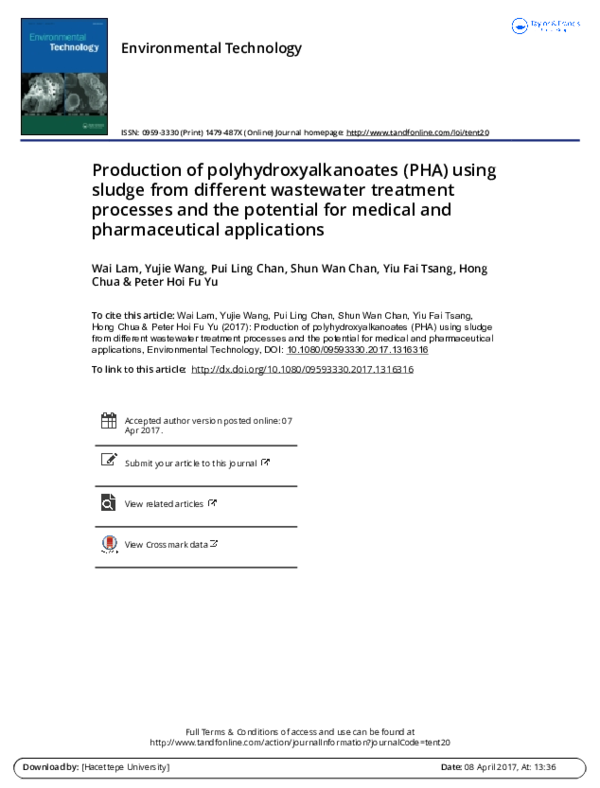 (PDF) Production of polyhydroxyalkanoates (PHA) using sludge from ...