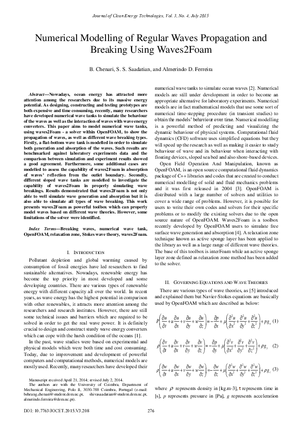 (PDF) Numerical Modelling of Regular Waves Propagation and Breaking ...