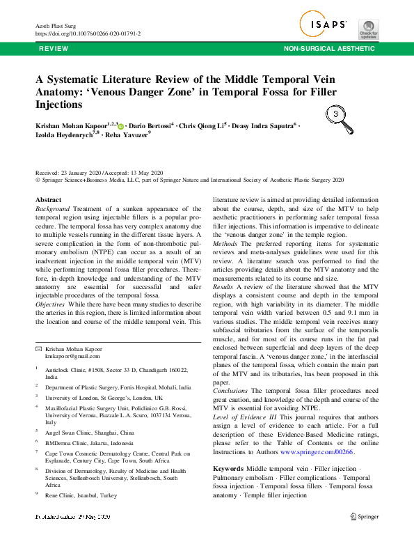 (PDF) A Systematic Literature Review of the Middle Temporal Vein ...