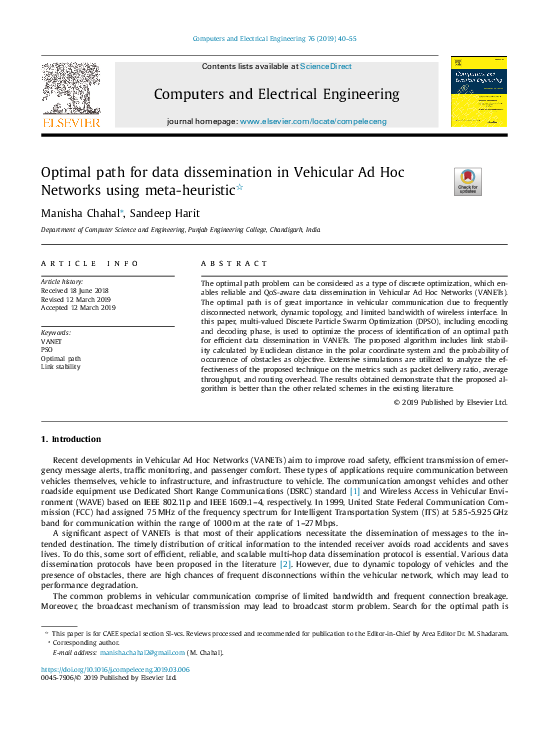 (PDF) Optimal path for data dissemination in Vehicular Ad Hoc Networks ...
