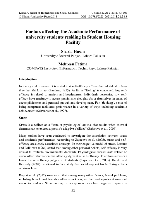 (PDF) Factors affecting the Academic Performance of university students ...