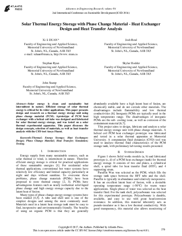 (PDF) Solar Thermal Energy Storage with Phase Change Material - Heat ...