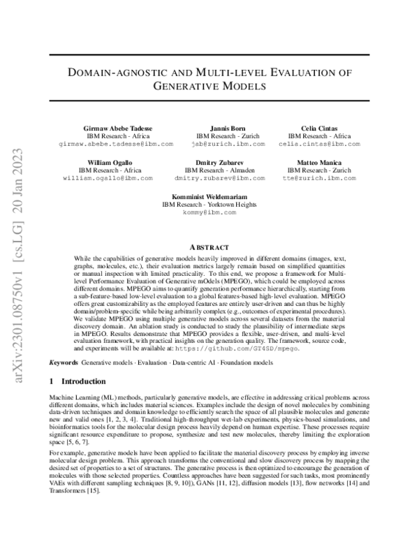 (PDF) Domain-agnostic and Multi-level Evaluation of Generative Models