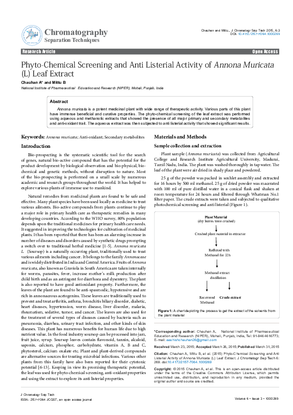 (PDF) Phyto-Chemical Screening and Anti Listerial Activity of Annona ...