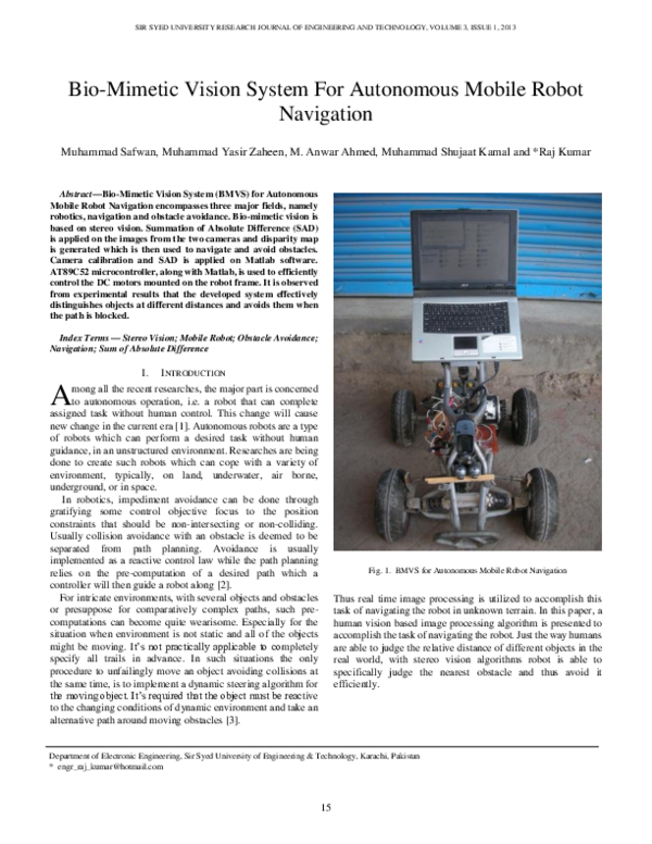 (PDF) 3 Bio-Mimetic Vision System For Autonomous Mobile Robot Navigation