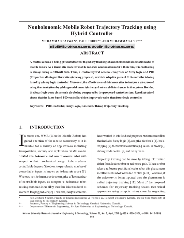 (PDF) Nonholonomic Mobile Robot Trajectory Tracking using Hybrid Controller