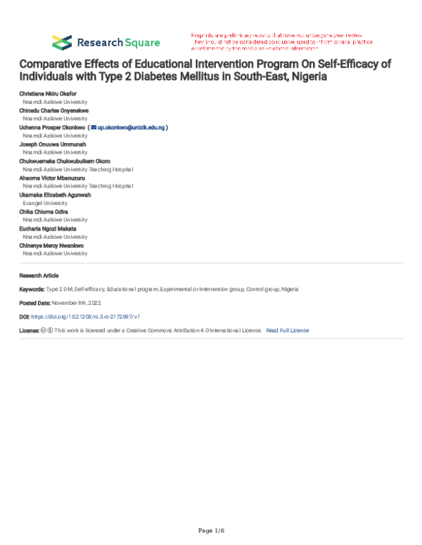(PDF) Comparative Effects of Educational Intervention Program On Self ...