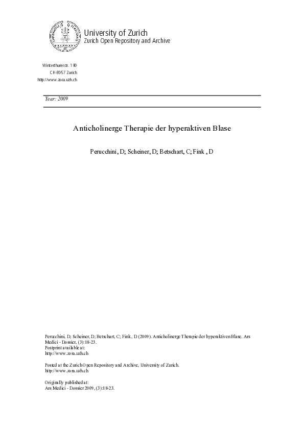 (PDF) Anticholinerge Therapie der hyperaktiven Blase