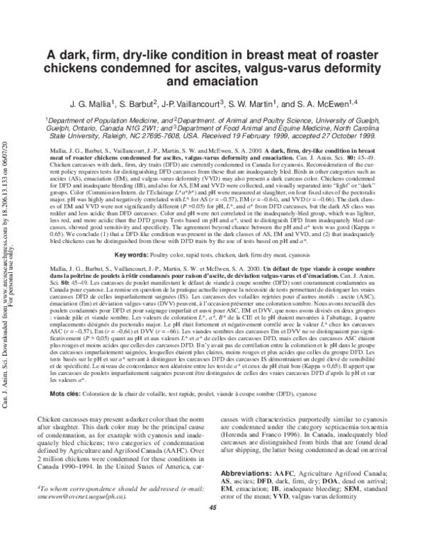 (PDF) A dark, firm, dry-like condition in breast meat of roaster ...