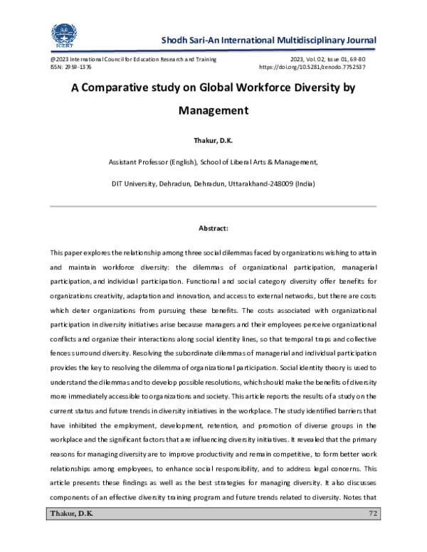 (PDF) A Comparative study on Global Workforce Diversity by Management
