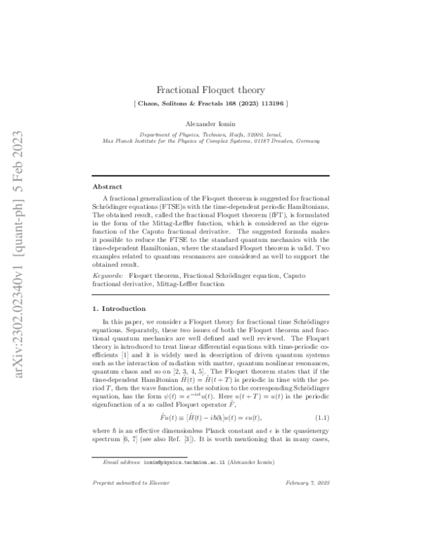 (PDF) Fractional Floquet theory