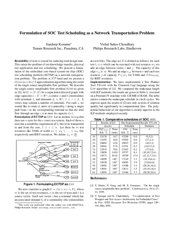 (PDF) Formulating SoC test scheduling as a network transportation problem
