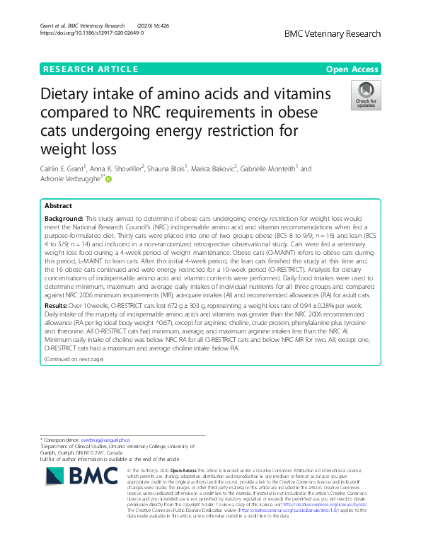(PDF) Dietary intake of amino acids and vitamins compared to NRC ...